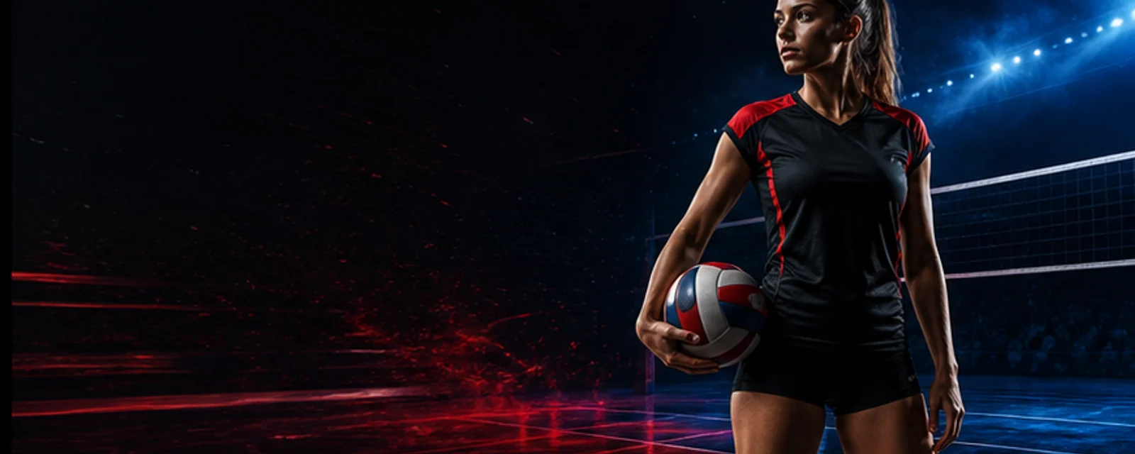Athlete in an illuminated stadium