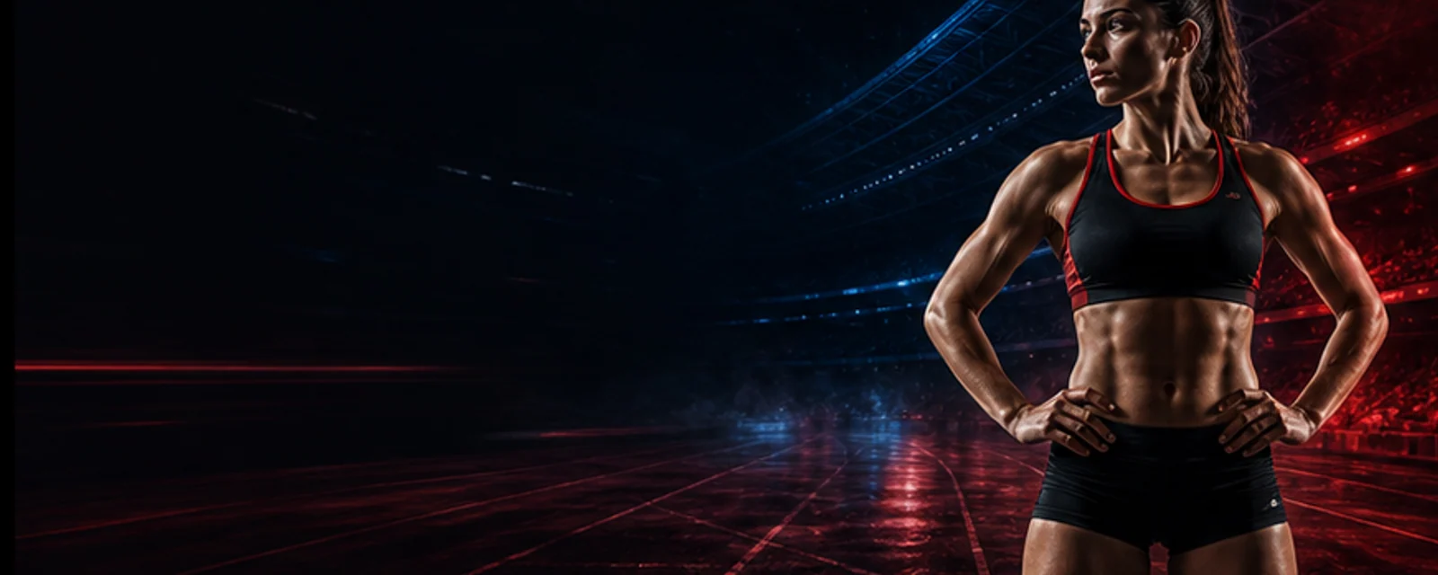Athlete in an illuminated stadium